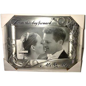 Malden Mr & Mrs Picture Frame Brushed Metal 4x6 Photo Wedding Shower Present